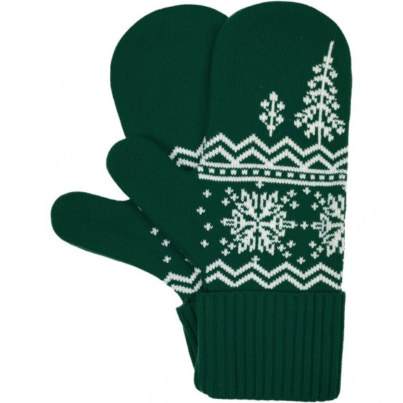 Варежки Elnik, зеленые с молочно-белым 