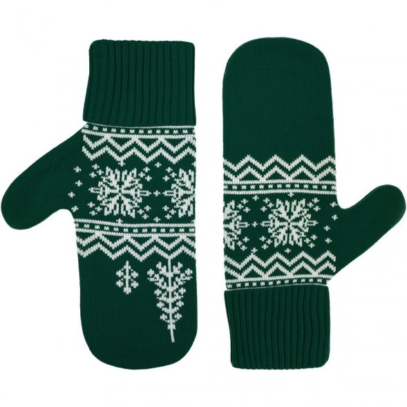 Варежки Elnik, зеленые с молочно-белым 