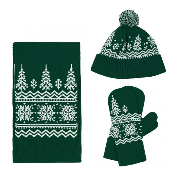 Варежки Elnik, зеленые с молочно-белым 