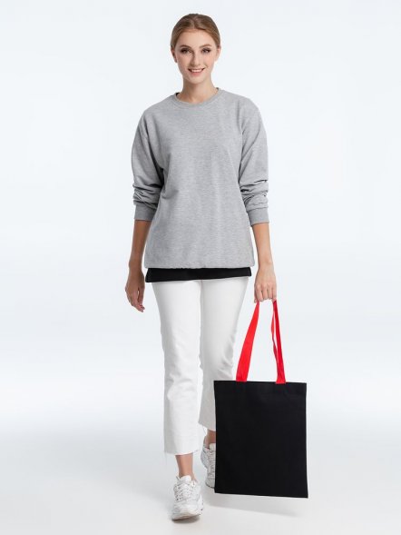 Холщовая сумка BrighTone, черная с красными ручками 