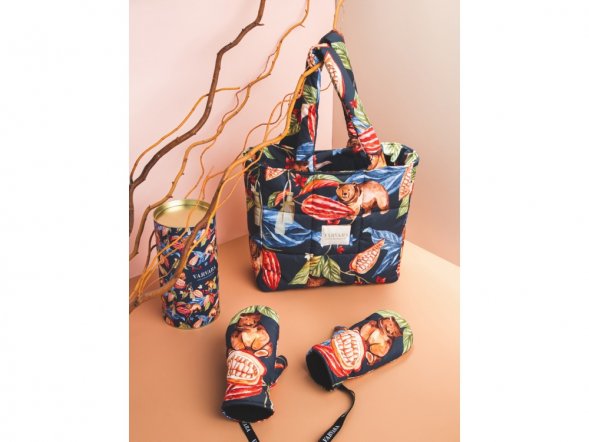 Сумка стеганая Мишки в шоколаде синяя. Varvara 