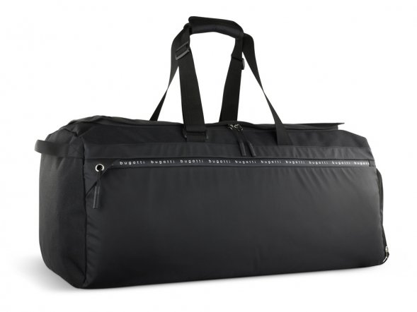 Сумка дорожная BUGATTI Blanc Delight, чёрная, нейлон RPET600D/тарпаулин/полиэстер, 67х32х29 см, 55 л 