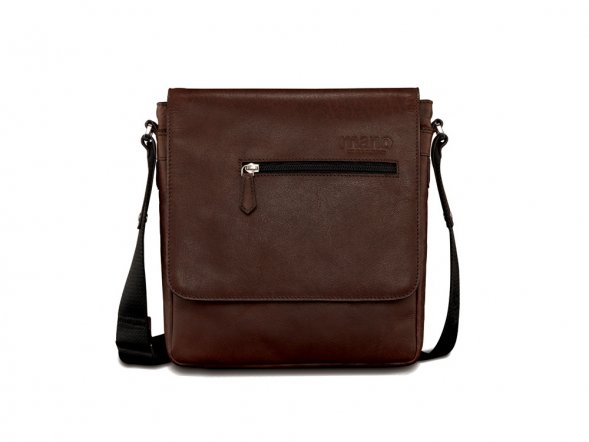 Сумка через плечо Mano Don Valentino, натуральная кожа в коричневом цвете, 25 х 27 х 7 см 