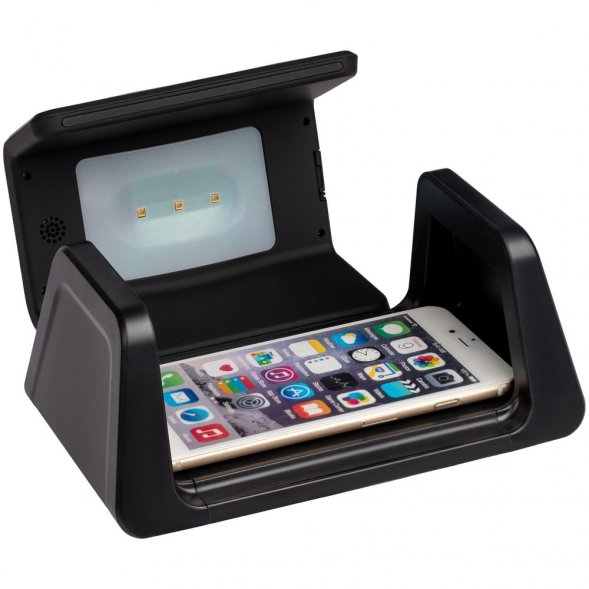 Настольный стерилизатор с беспроводной зарядкой и часами UV Depot, черный 