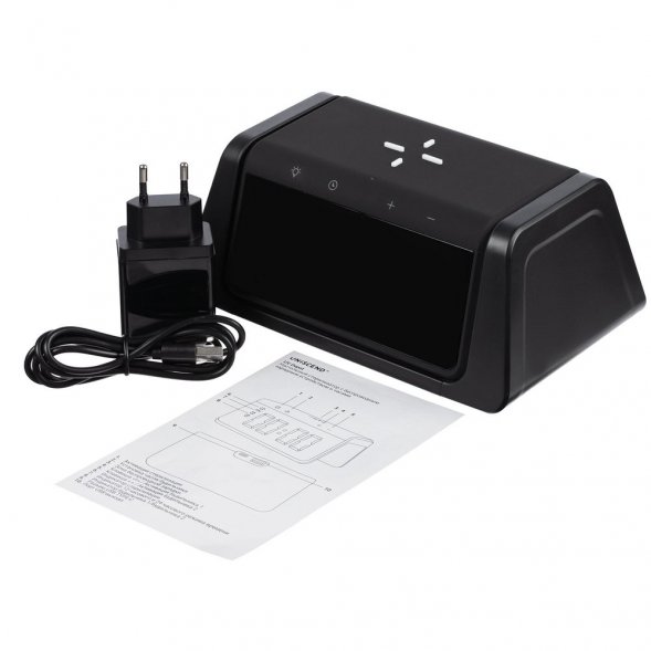 Настольный стерилизатор с беспроводной зарядкой и часами UV Depot, черный 