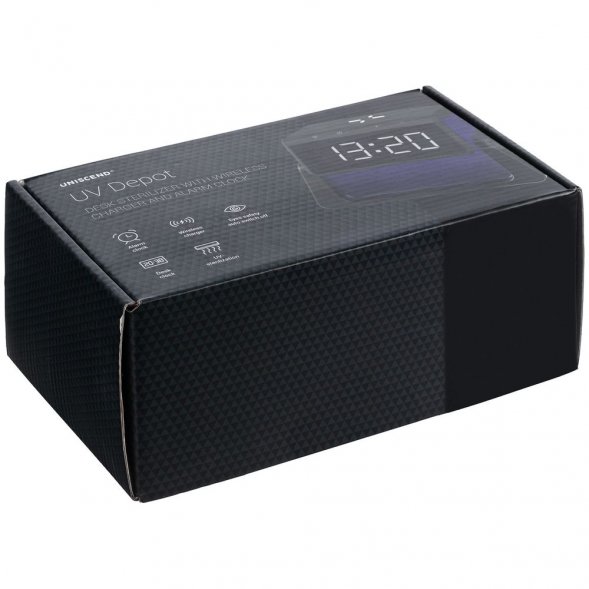 Настольный стерилизатор с беспроводной зарядкой и часами UV Depot, черный 