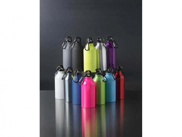 Матовая спортивная бутылка Oregon с карабином и объемом 400 мл, черный 