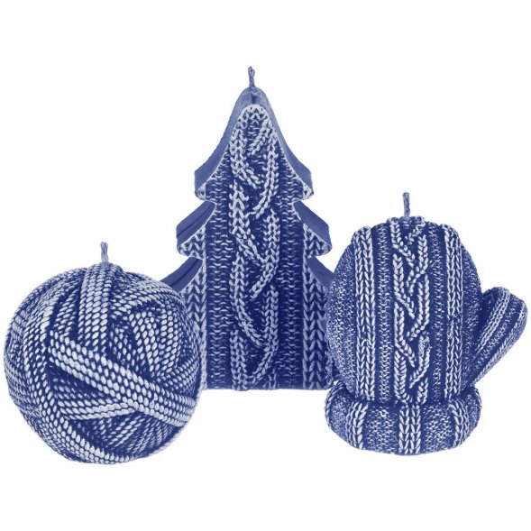 Свеча Kniteam, елка, синяя 