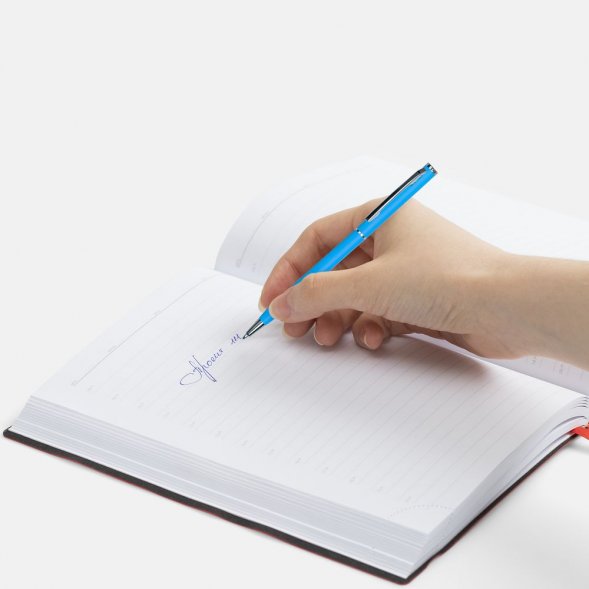 Ручка шариковая Hotel Chrome, ver.2, матовая голубая 