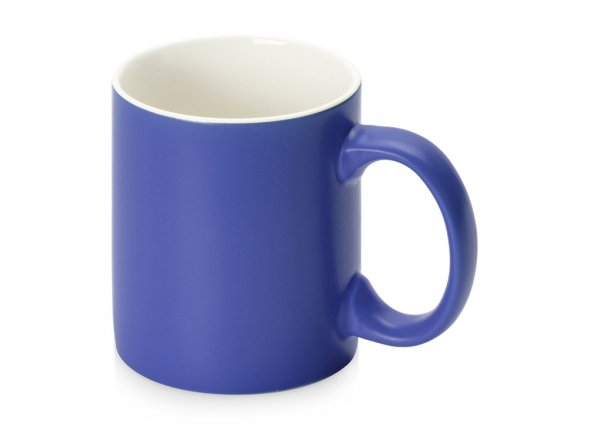 Матовая кружка Марко базовой формы, цветная снаружи, белая внутри, синий 