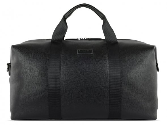 Сумка дорожная BUGATTI Elsa, чёрная, воловья кожа/полиэстер, 47х22х24 см 