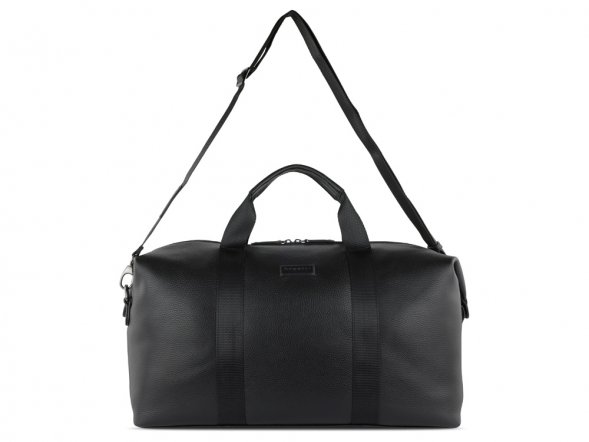 Сумка дорожная BUGATTI Elsa, чёрная, воловья кожа/полиэстер, 47х22х24 см 