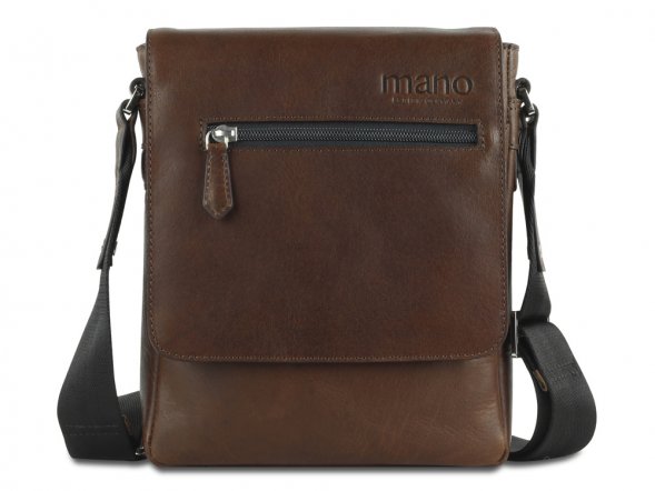 Сумка через плечо Mano Don Valentino, натуральная кожа в коричневом цвете, 21 х 25 х 5 см 