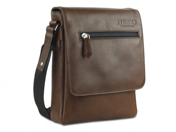 Сумка через плечо Mano Don Valentino, натуральная кожа в коричневом цвете, 21 х 25 х 5 см 