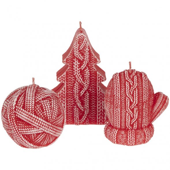 Свеча Kniteam, елка, красная 