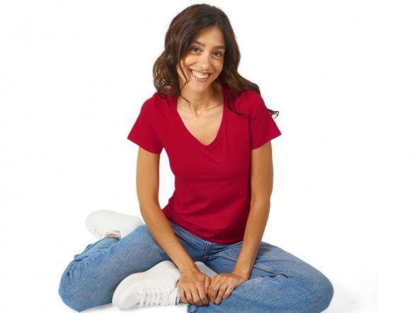 Футболка Heavy Super Club женская с V-образным вырезом, красный 