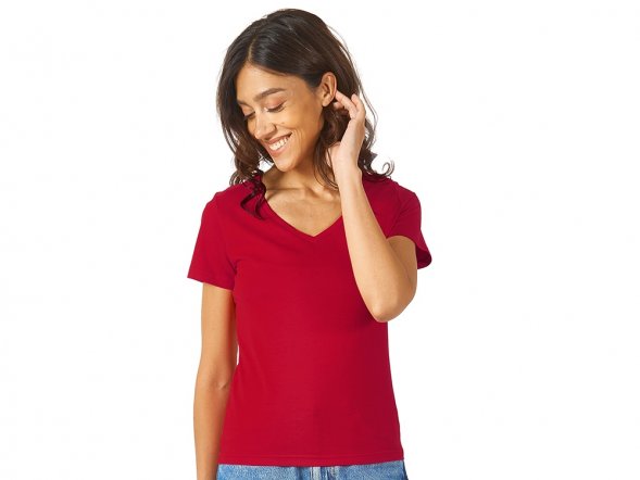 Футболка Heavy Super Club женская с V-образным вырезом, красный 