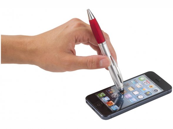 Ручка-стилус шариковая Nash, серебристый/красный 