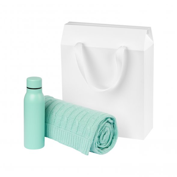 Подарочный набор Sorento, бирюзовый (термобутылка, плед) 