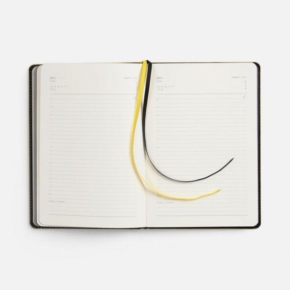 Ежедневник Alanis, недатированный, черный с желтым 