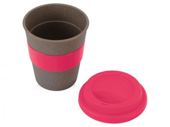 Стакан с силиконовой крышкой Cafe, розовый 