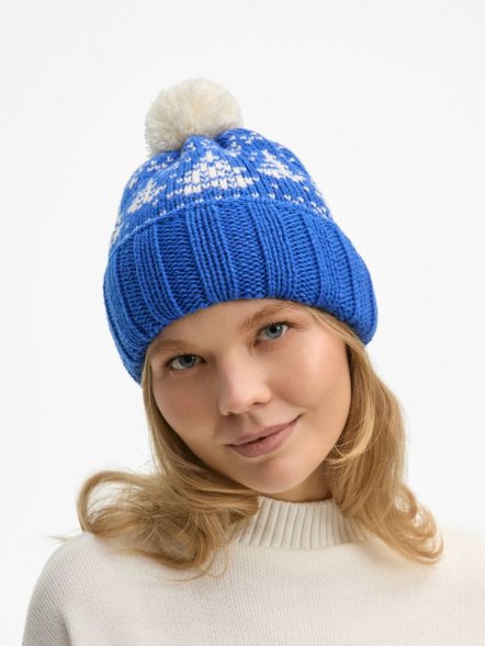 Шапка Holidale, синяя с молочным 