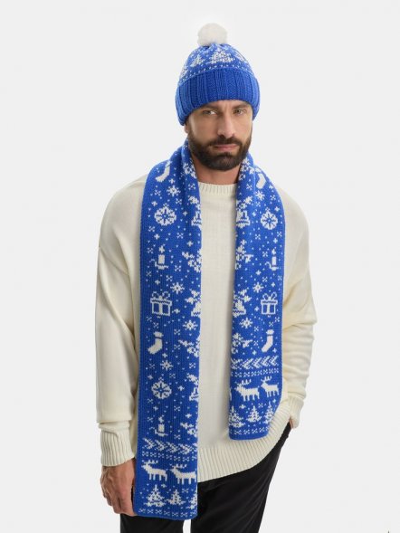 Шапка Holidale, синяя с молочным 