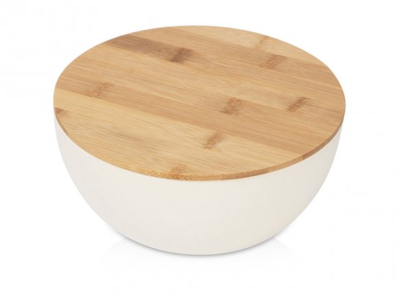 Салатник Bowl с бамбуковой крышкой, бежевый 