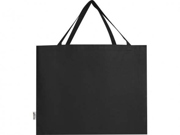Odessa большая эко-сумка из переработанного хлопка, сертифицированного согласно GRS, плотностью 220 г/м² - сплошной черный 