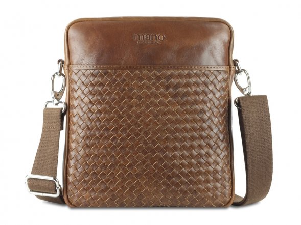 Сумка через плечо Mano Don Luca, натуральная кожа в коньячном цвете, 23 х 26,5 х 4,5 см 