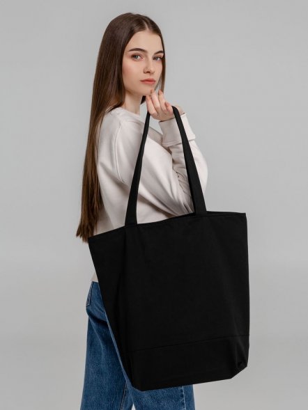 Сумка для покупок на молнии Shopaholic Zip, черная 