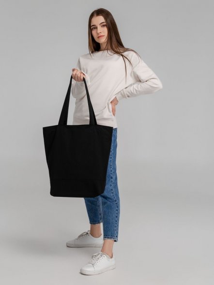 Сумка для покупок на молнии Shopaholic Zip, черная 