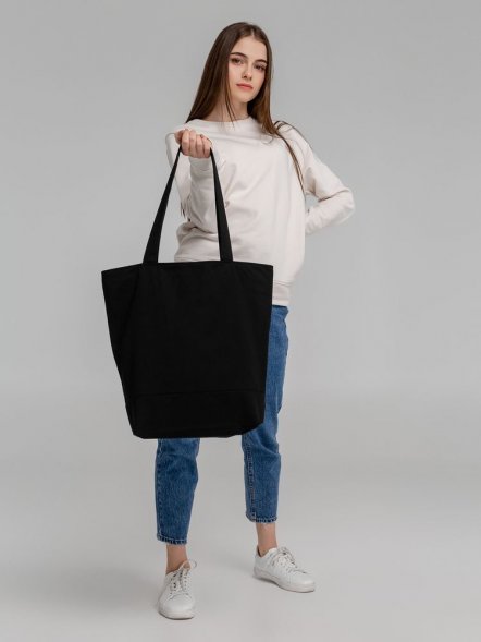 Сумка для покупок на молнии Shopaholic Zip, черная 