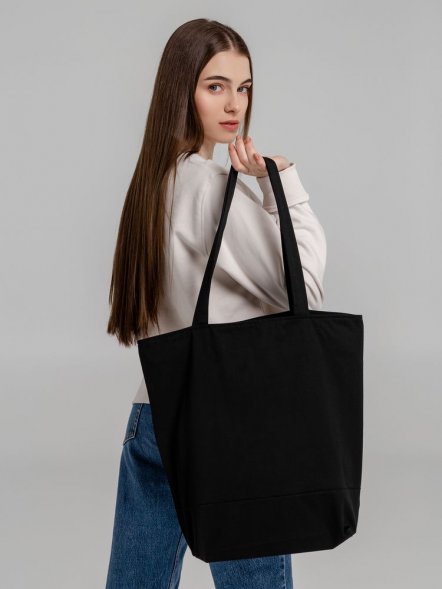 Сумка для покупок на молнии Shopaholic Zip, черная 