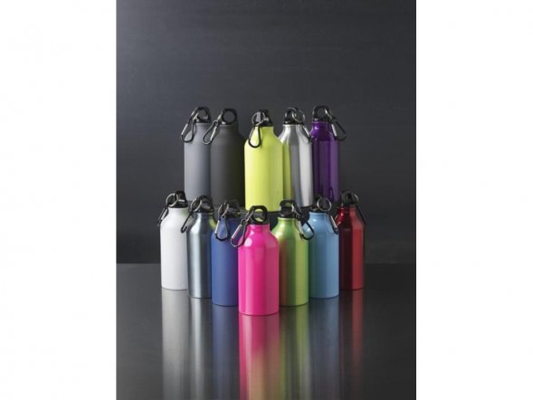 Матовая спортивная бутылка Oregon с карабином и объемом 400 мл, серый 