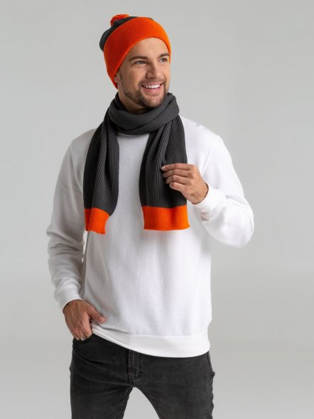 Шарф Snappy, темно-серый с оранжевым 