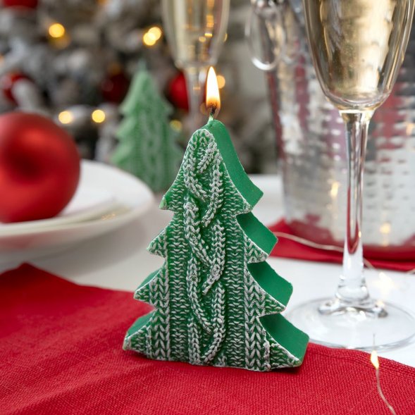 Свеча Kniteam, елка, зеленая 