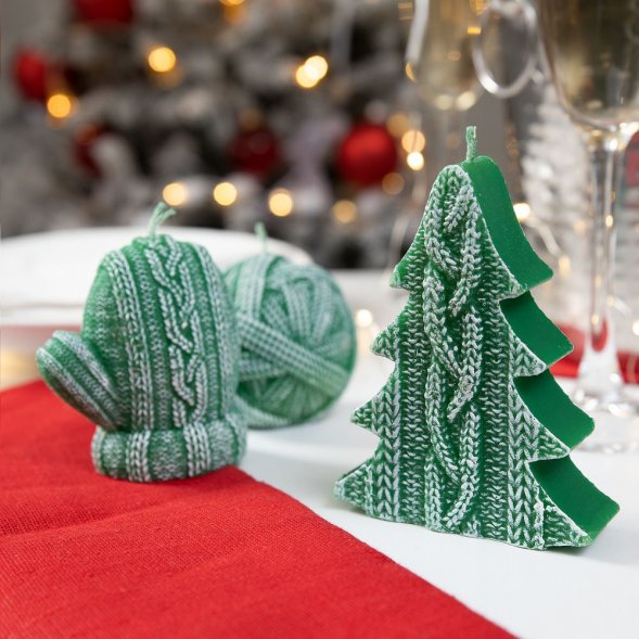 Свеча Kniteam, елка, зеленая 