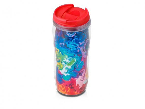 Термокружка Mony 400мл, под цифровую печать, прозрачный/красный 