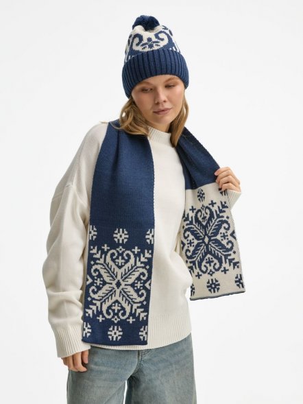 Шарф Wintertude M, синий с белым 