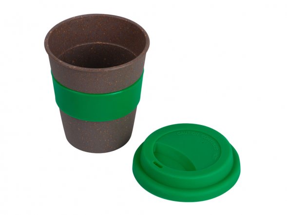 Стакан с силиконовой крышкой Cafe, зеленый 