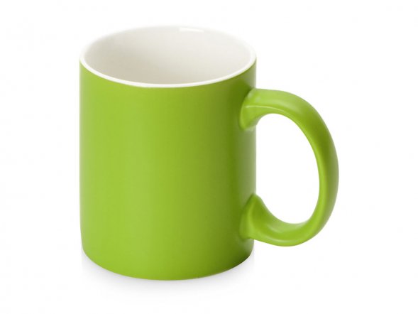 Матовая кружка Марко базовой формы, цветная снаружи, белая внутри, зеленое яблоко 