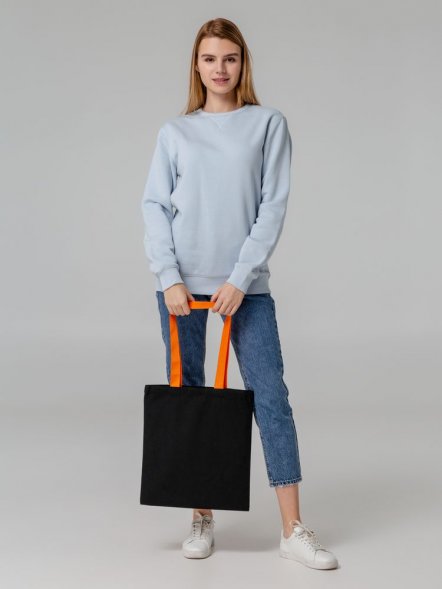 Холщовая сумка BrighTone, черная с зелеными ручками 