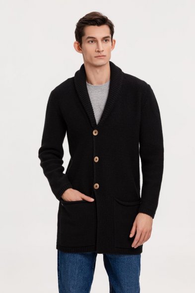 Кардиган мужской с пуговицами Free Flow, черный 