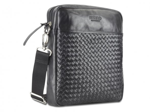 Сумка через плечо Mano Don Luca, натуральная кожа в черном цвете, 23 х 26,5 х 4,5 см 