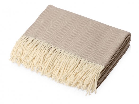 Плед Ёлочка 150х180 см. ПРЕМИУМ (бежевый однотонное) 