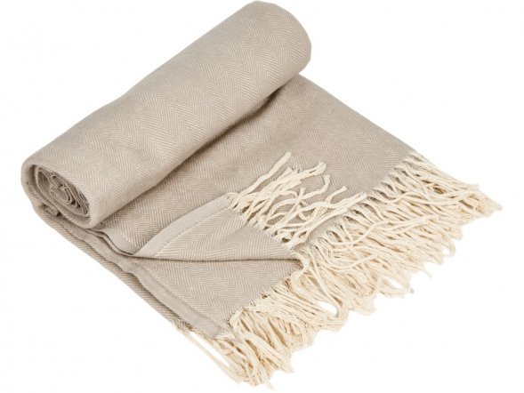 Плед Ёлочка 150х180 см. ПРЕМИУМ (бежевый однотонное) 