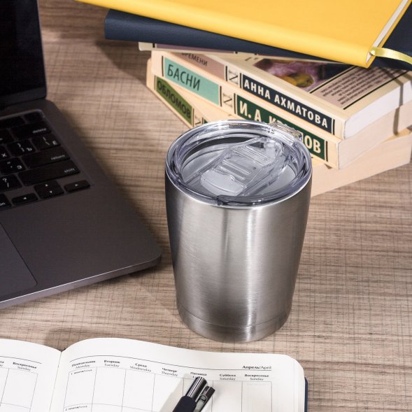 Термокружка вакуумная c керамическим покрытием Pico, серебряная 