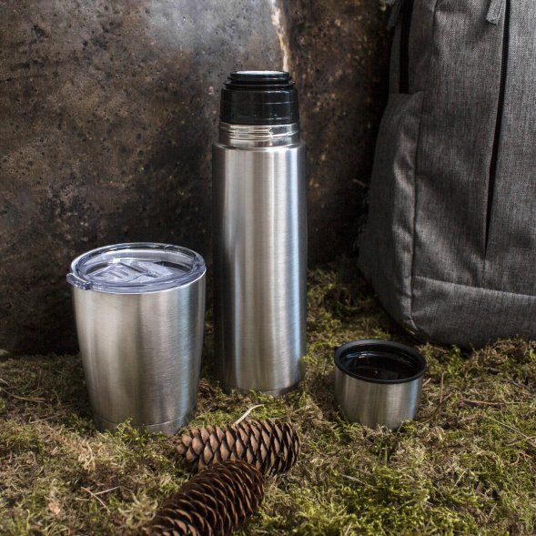 Термокружка вакуумная c керамическим покрытием Pico, серебряная 