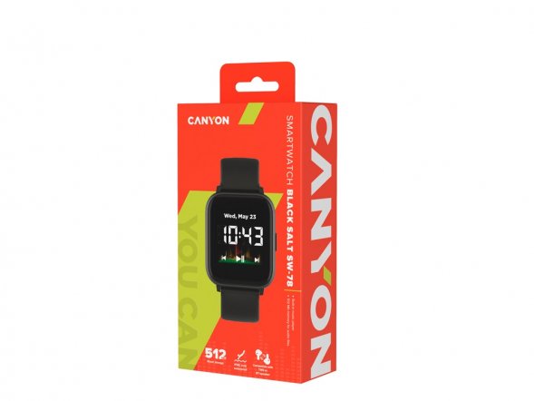 Смарт-часы со встроенным плеером Canyon SaltSW-78, черный 